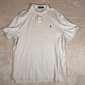 Polo Ralph Lauren Mens XL Beige Heather Custom Fit Polo Shirt Classic Pony